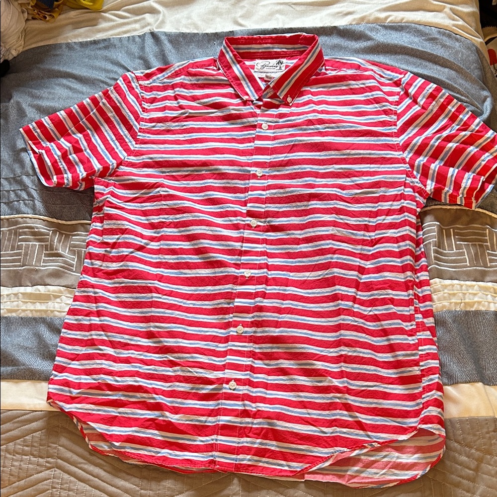 Bonobos Red, White, and Blue Slim Fit Short Sleeved Button Down